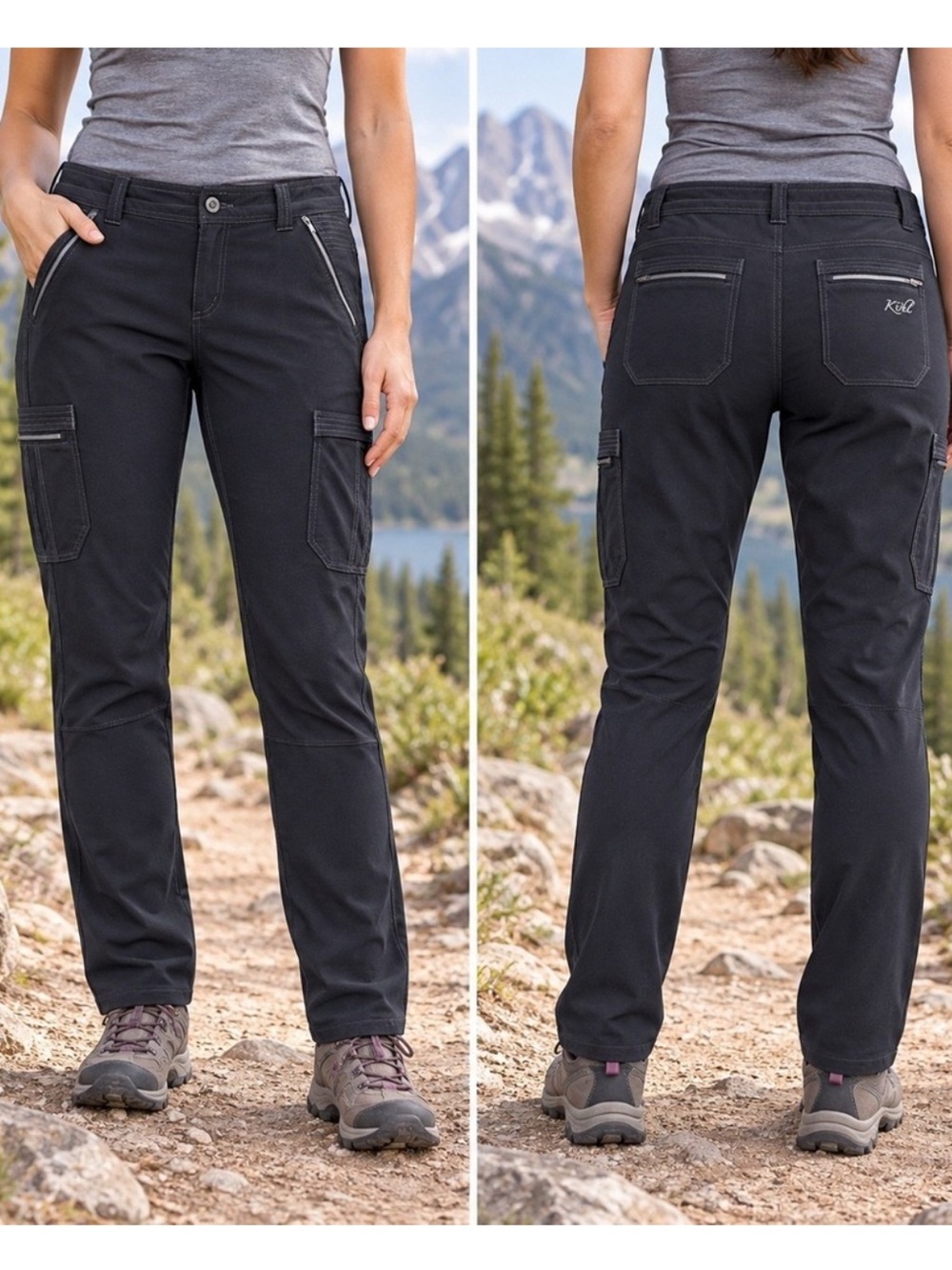 KUHL Destroyr Pants Women’s 8 Black Softshell Hiking Cargo Gorpcore